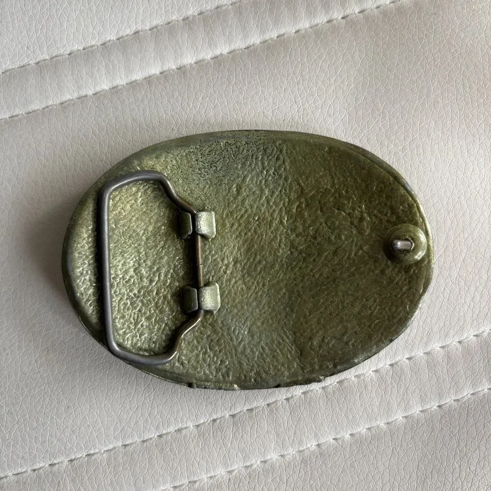 Vintage Steam Locomotive Train Brass Tone Metal Belt Buckle Western Railroad